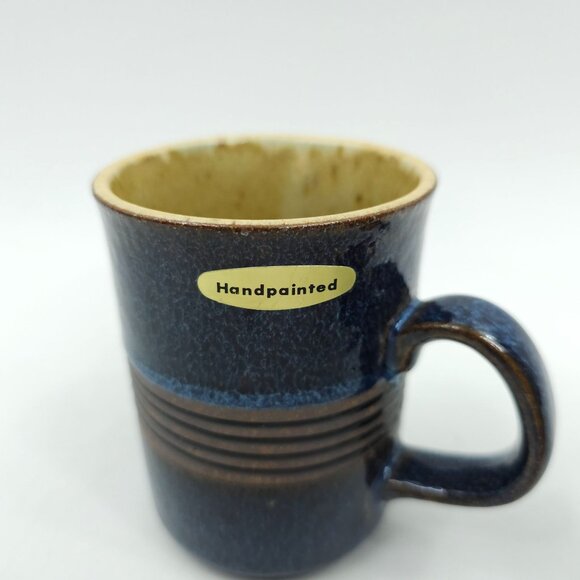 Otagiri Mugs Lot of 3 Blue Brown 9 oz Handpainted Hand Crafted Stoneware Stripe - Picture 14 of 14